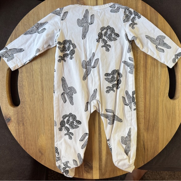 White with Black Cactus Button Footie and Matching Hat - Picture 2 of 3